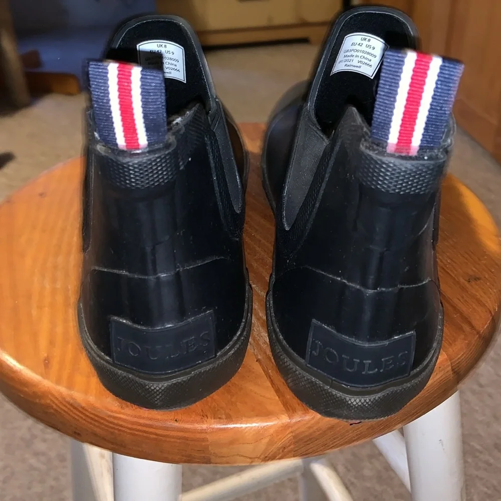Men’s Joules welly-bobs short rain boots size 9 black with red bottoms - Picture 8 of 9